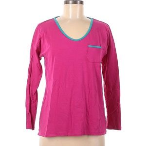 Jockey Solid Pink Long Sleeve T-Shirt Size M